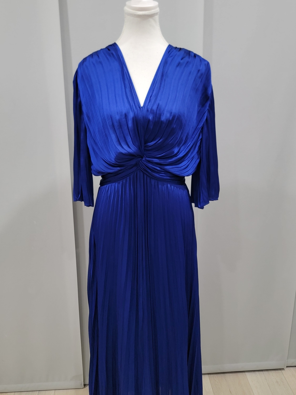 Joseph Ribkoff Cobalt Blue Pleated V-Neck Maxi Dress - Picture 2 of 8